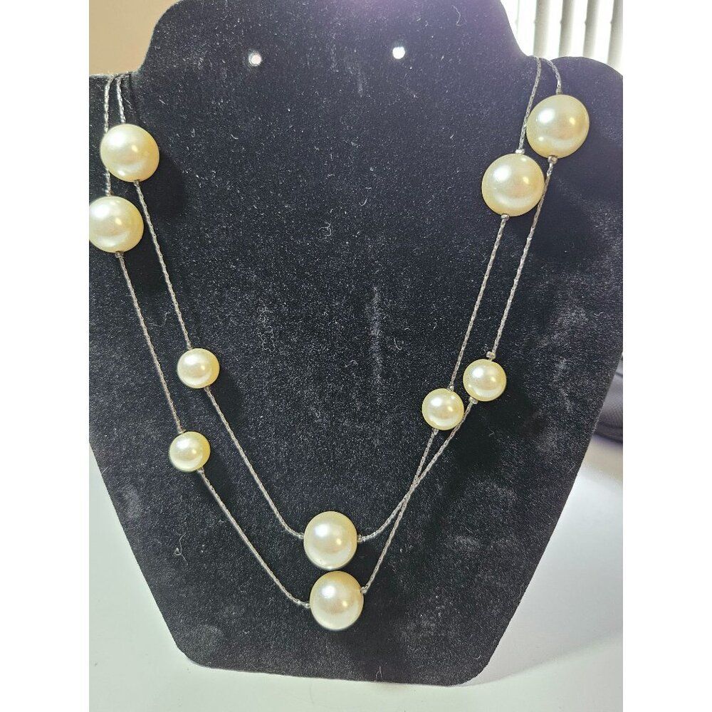Express Black long faux pearl necklace 42-44"